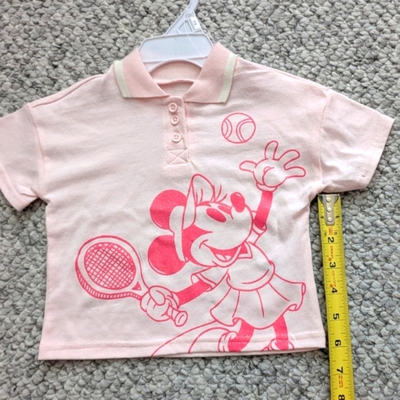 Disney Kids (12 Months) Pink Glitter Minnie Mouse Tennis T-Shirt/Polo Shirt - Picture 11 of 16